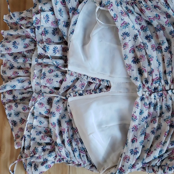 ZARA Strapless metalic thread draped print dress - Picture 9 of 13